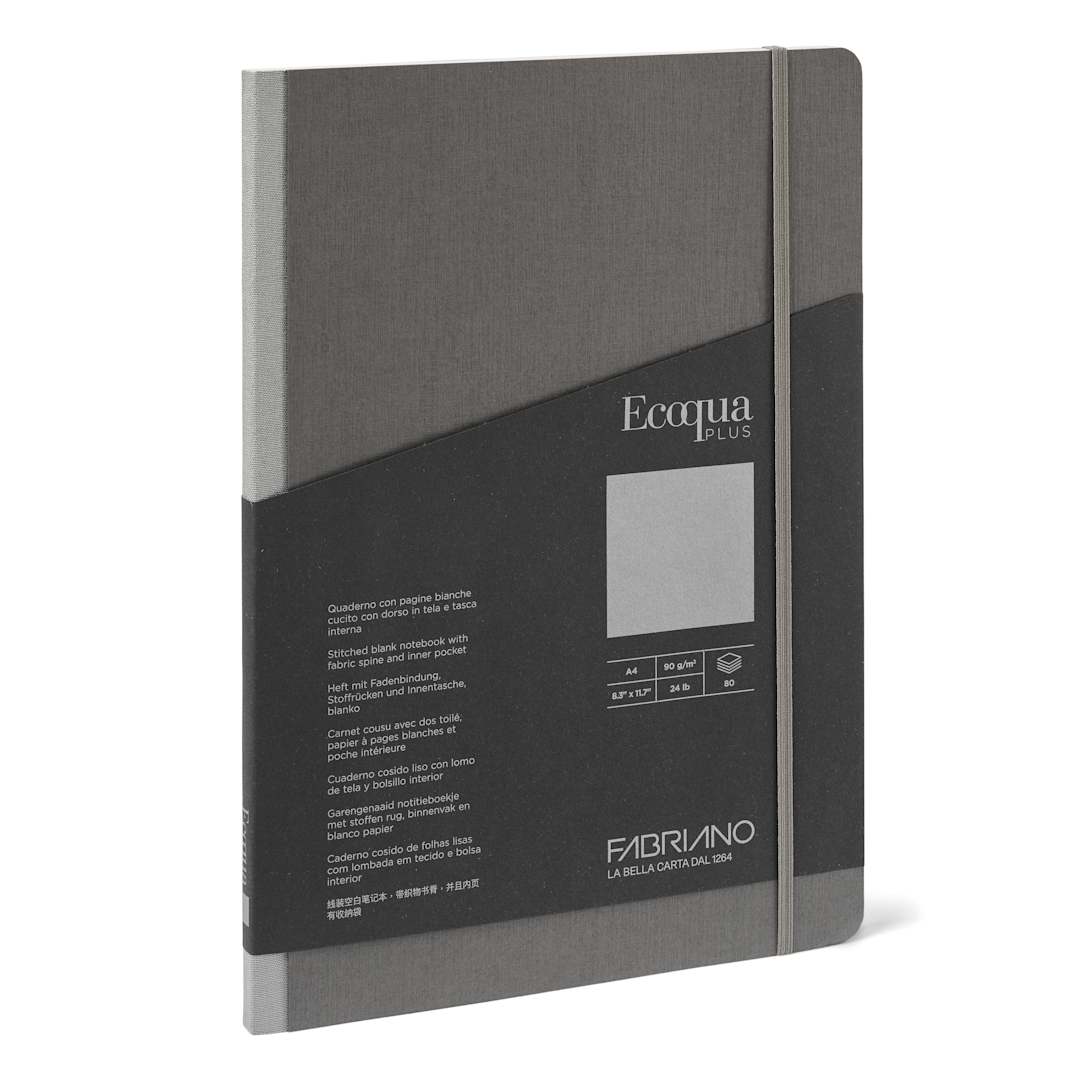 Open in modal - Fabriano Ecoqua Plus Fabric Blank A5 Notebook, 80 Sheets, Gray