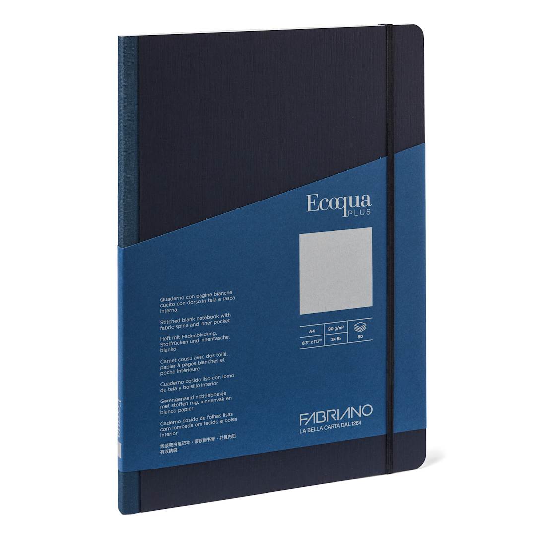 Open in modal - Fabriano Ecoqua Plus Fabric Blank A5 Notebook, 80 Sheets, Navy