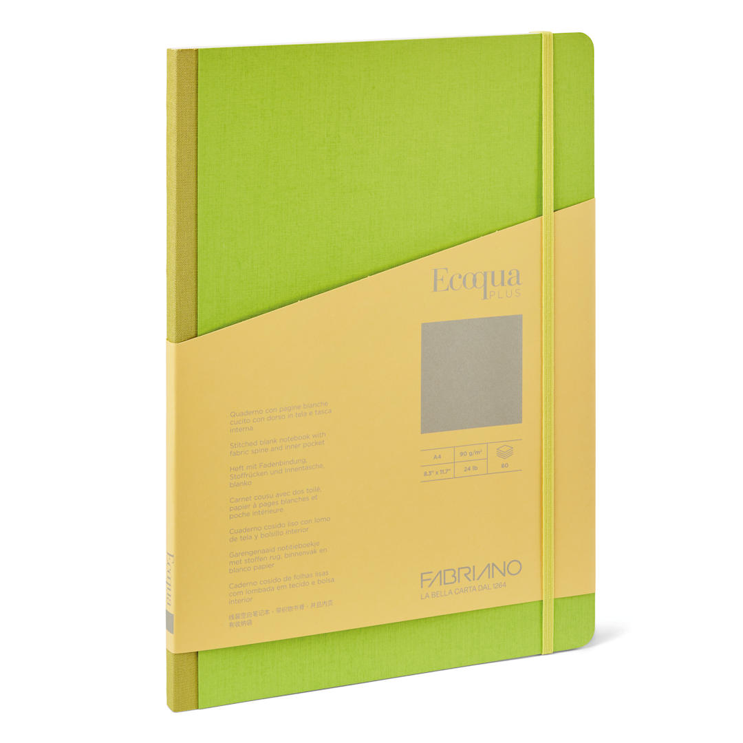 Open in modal - Fabriano Ecoqua Plus Fabric Blank A5 Notebook, 80 Sheets, Lime