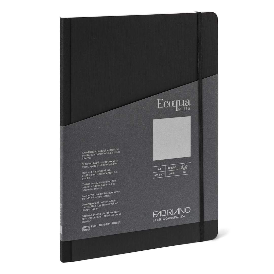 Open in modal - Fabriano Ecoqua Plus Fabric Blank A5 Notebook, 80 Sheets, Black