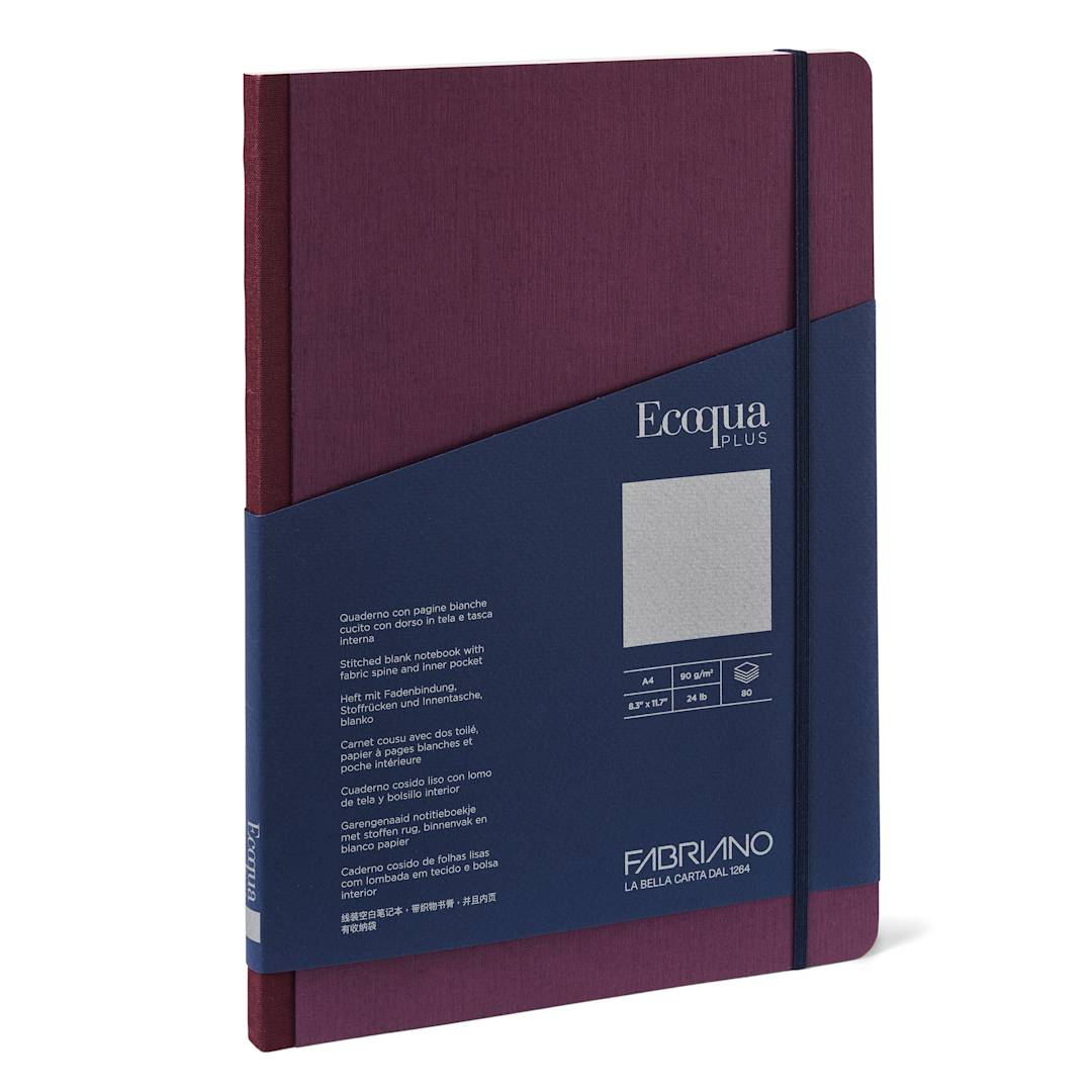 Open in modal - Fabriano Ecoqua Plus Fabric Blank A5 Notebook, 80 Sheets, Wine
