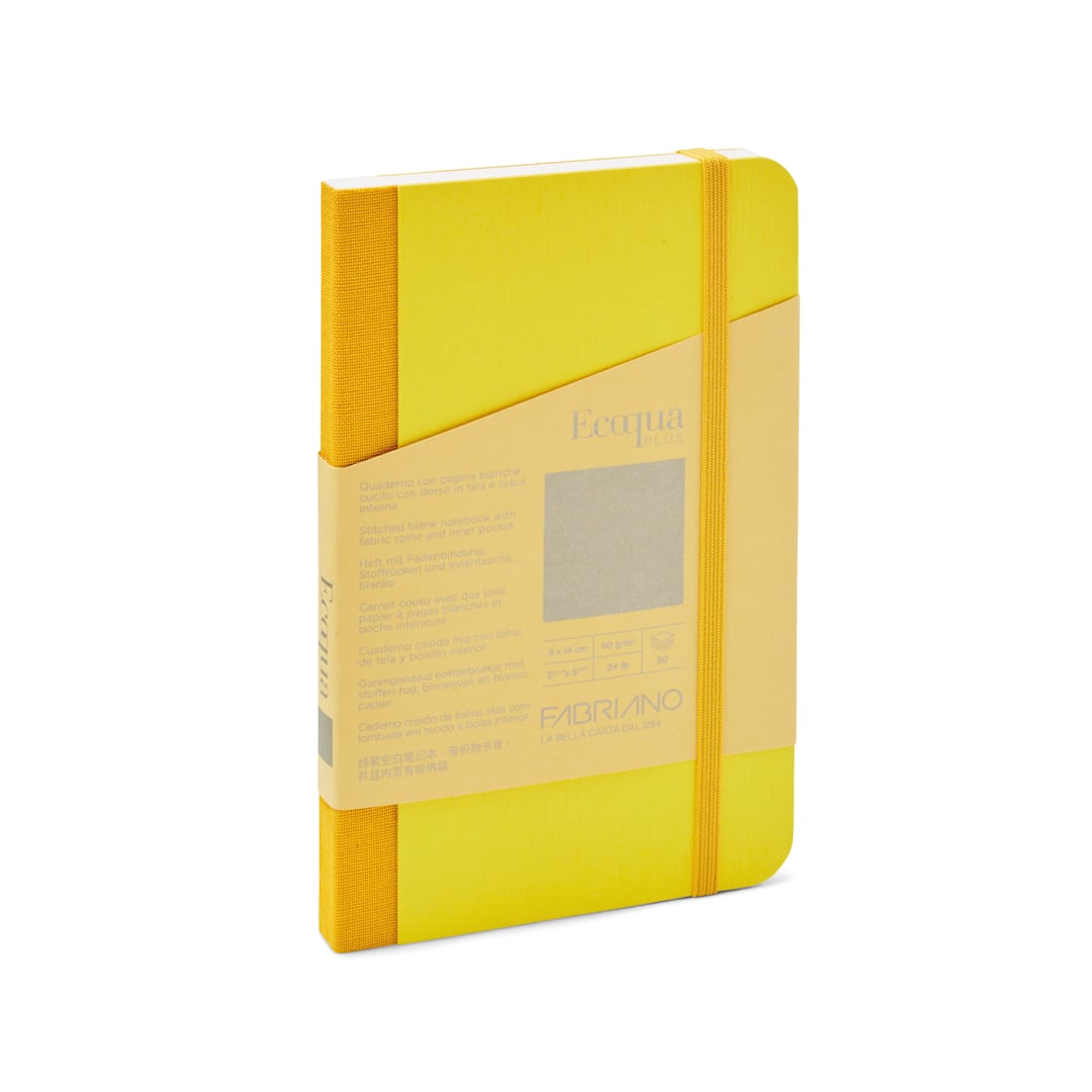 Open in modal - Fabriano Ecoqua Plus Fabric Blank A5 Notebook, 80 Sheets, Yellow