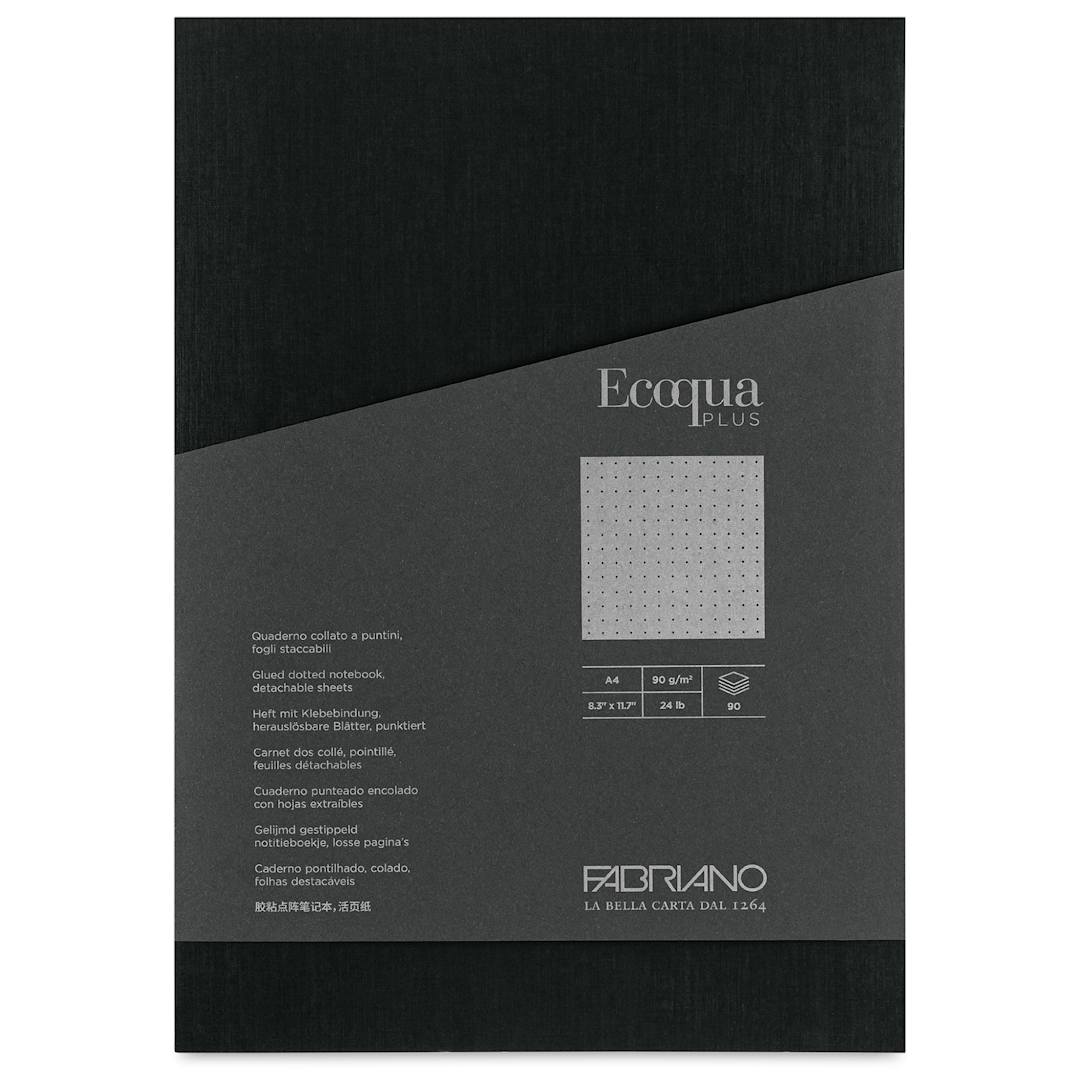 Open in modal - Fabriano Ecoqua Plus Glue-Bound Notebook - Black, 8-1/4" x 11-7/10", Dot Grid, front cover
