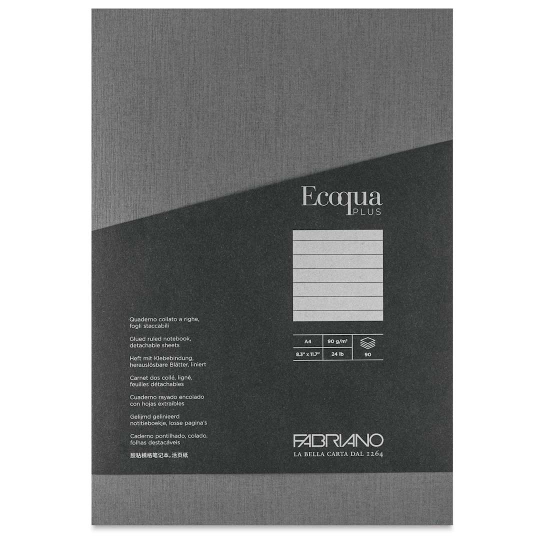 Open in modal - Fabriano Ecoqua Plus Glue-Bound Notebook - Grey, 8-1/4" x 11-7/10", Lined, front cover