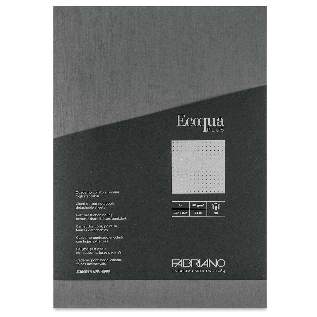 Open in modal - Fabriano Ecoqua Plus Glue-Bound Notebook - Grey, 8-1/4" x 11-7/10", Dot Grid, front cover
