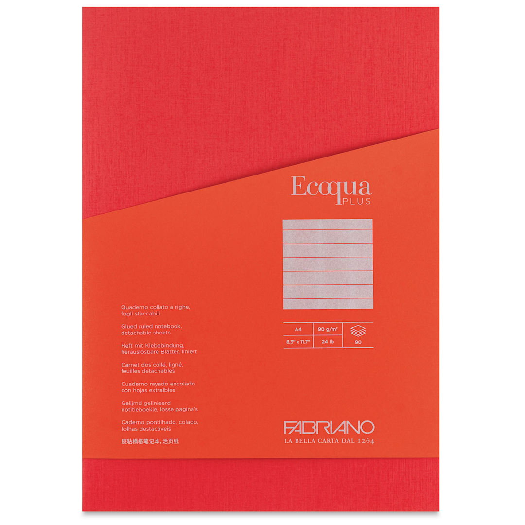Open in modal - Fabriano Ecoqua Plus Glue-Bound Notebook - Red, 8-1/4" x 11-7/10", Lined, front cover