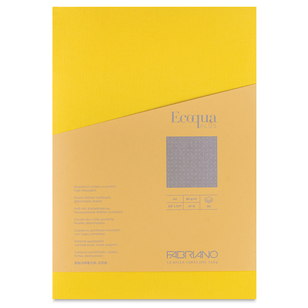 Open in modal - Fabriano Ecoqua Plus Glue-Bound Notebook - Yellow, 8-1/4" x 11-7/10", Dot Grid, front cover