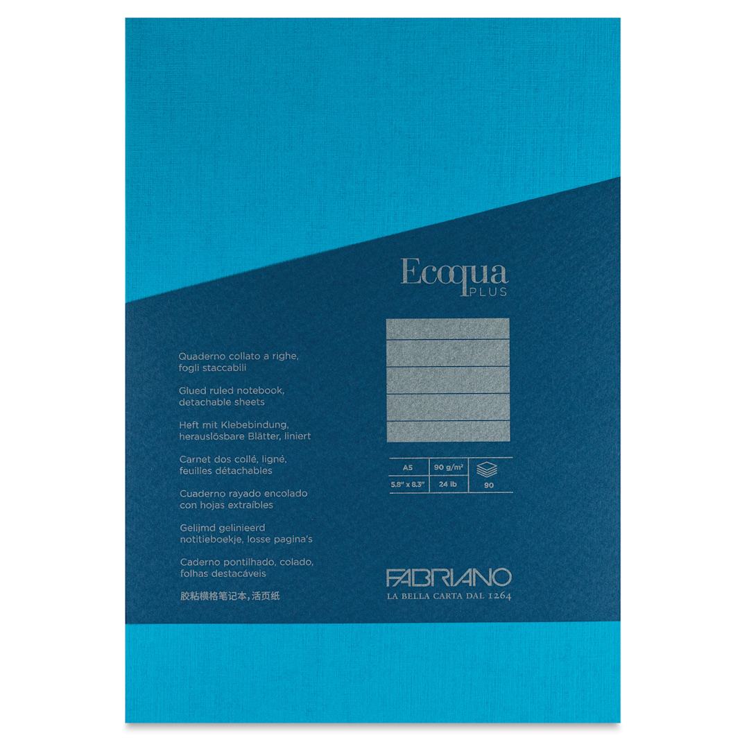 Open in modal - Fabriano Ecoqua Plus Glue-Bound Notebook - Turquoise, 5-4/5" x 8-1/4", Lined, front cover