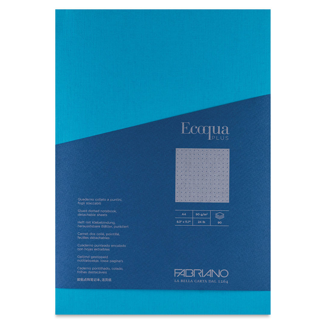 Open in modal - Fabriano Ecoqua Plus Glue-Bound Notebook - Turquoise, 8-1/4" x 11-7/10", Dot Grid, front cover
