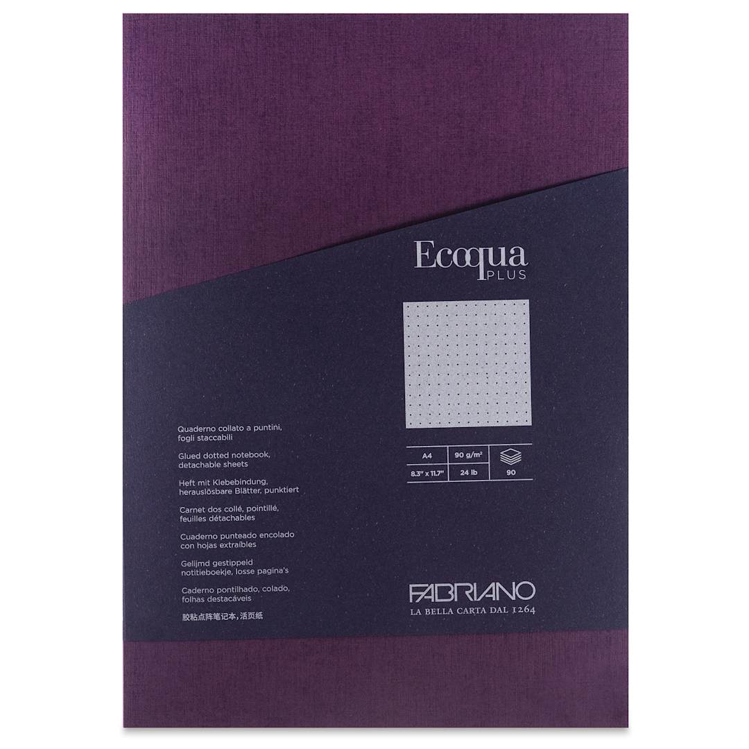 Open in modal - Fabriano Ecoqua Plus Glue-Bound Notebook - Wine, 8-1/4" x 11-7/10", Dot Grid, front cover