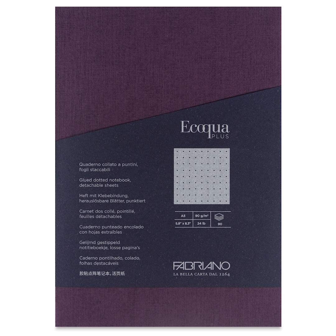 Open in modal - Fabriano Ecoqua Plus Glue-Bound Notebook - Wine, 5-4/5" x 8-1/4", Dot Grid, front cover