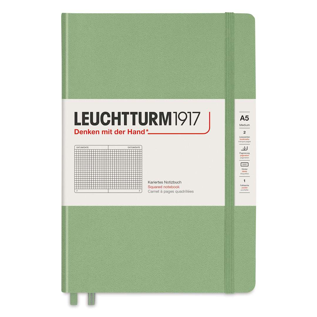 Open in modal - Leuchtturm1917 Squared Hardbound Notebook - Sage, 5-3/4" x 8-1/4"