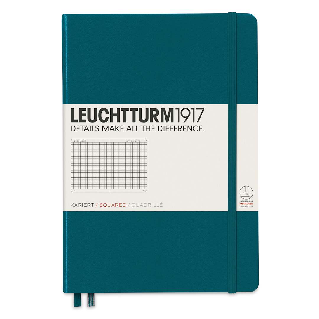 Open in modal - Leuchtturm1917 Squared Hardbound Notebook - Pacific Green, 5-3/4" x 8-1/4"