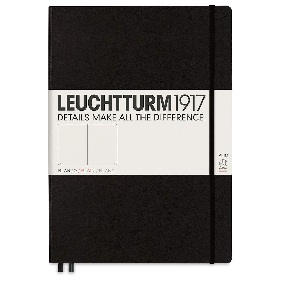 Open in modal - Leuchtturm1917 Blank Hardcover Notebook - Black, Slim, 8-3/4" x 12-1/2"