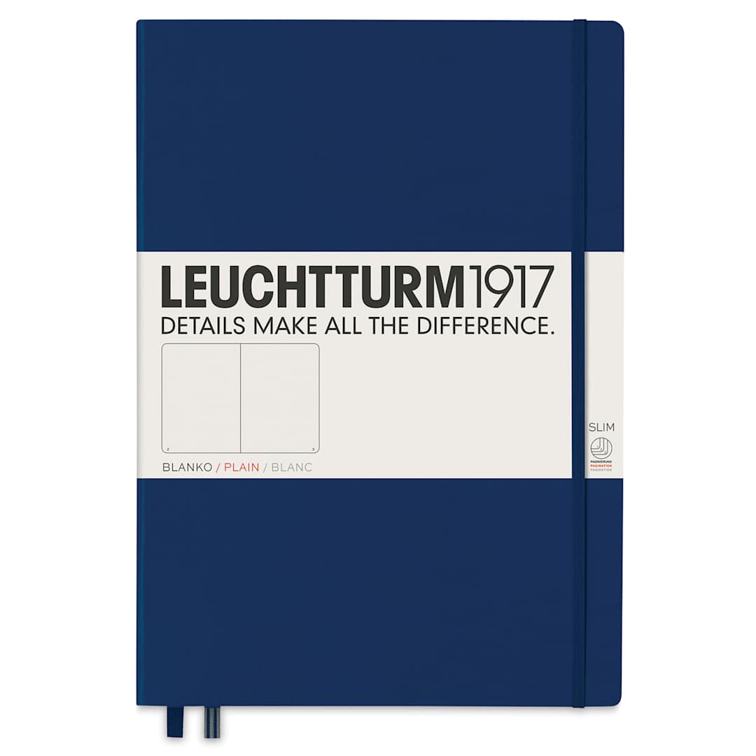 Open in modal - Leuchtturm1917 Blank Hardcover Notebook - Navy, Slim, 8-3/4" x 12-1/2"