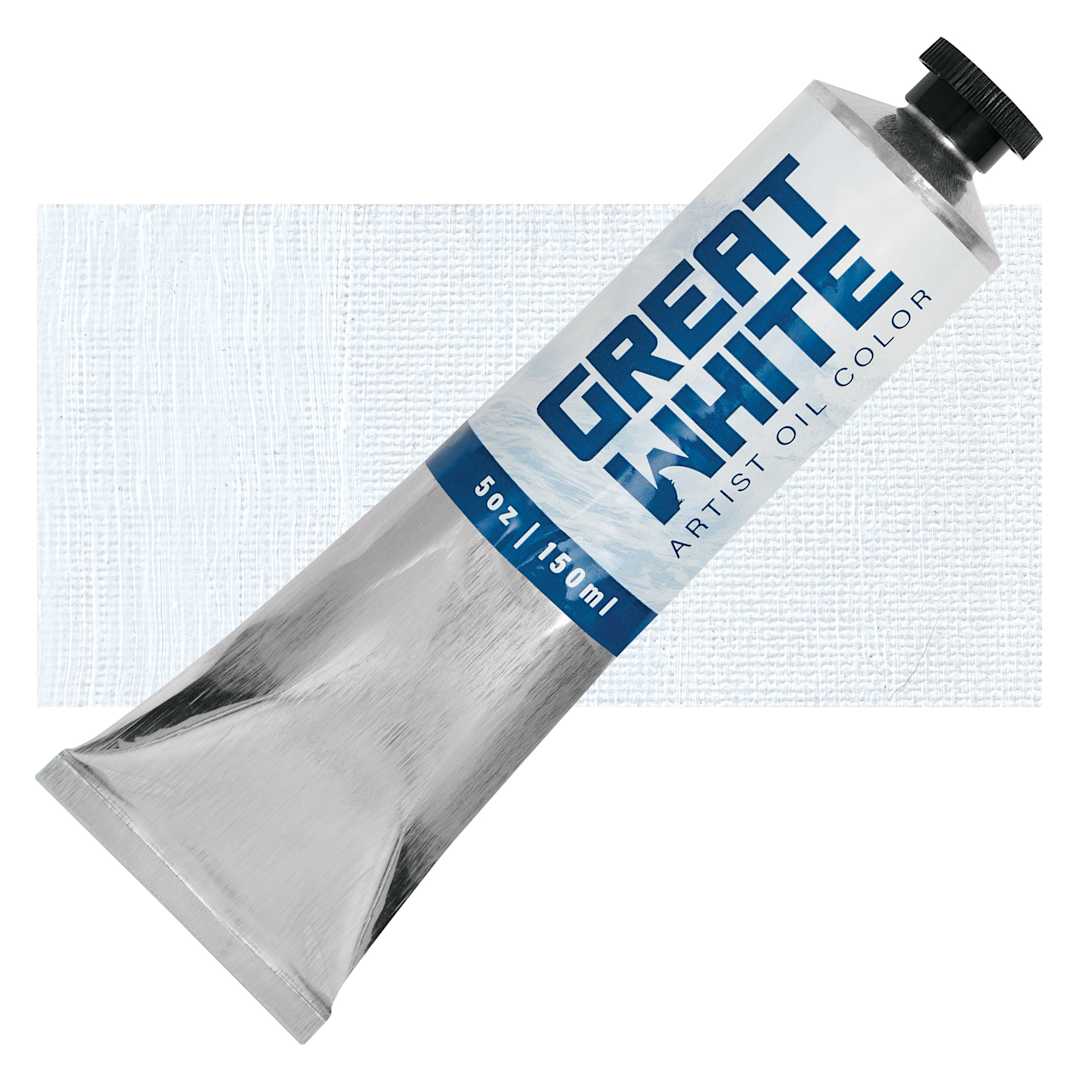 Open in modal - Great White Artist Oil Paint - White (swatch and tube)