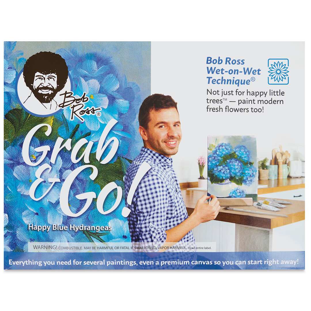 Open in modal - Bob Ross Grab and Go Floral Paint Kit - Happy Blue Hydrangeas