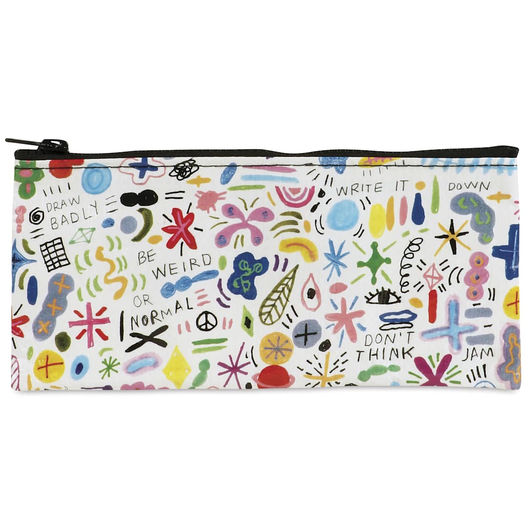 Open in modal - Blue Q Zipper Pencil Pouch - Doodle Party, 8-1/2" x 4-1/4"