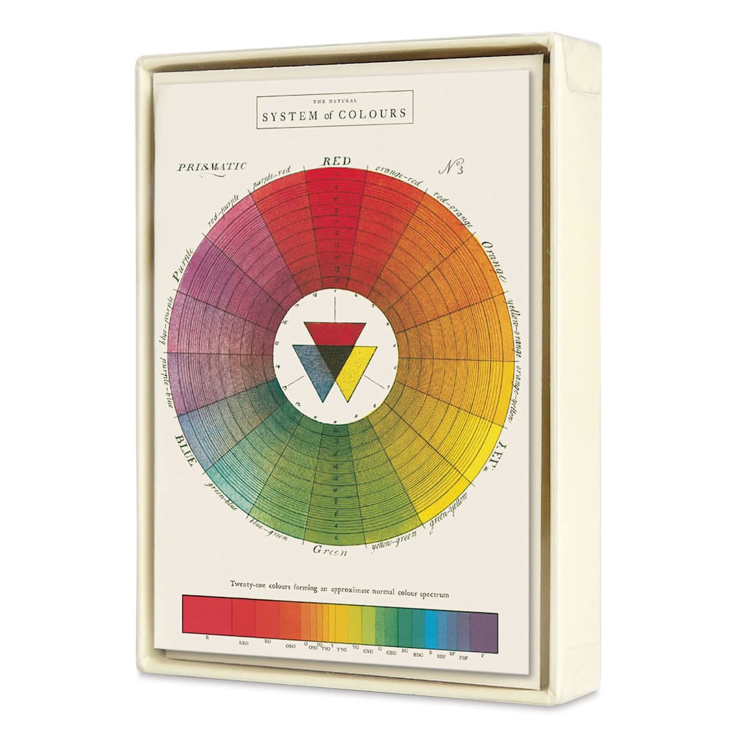 Open in modal - Cavallini Color Wheel Boxed Note Cards and Envelopes - Set of 8, front of packaging