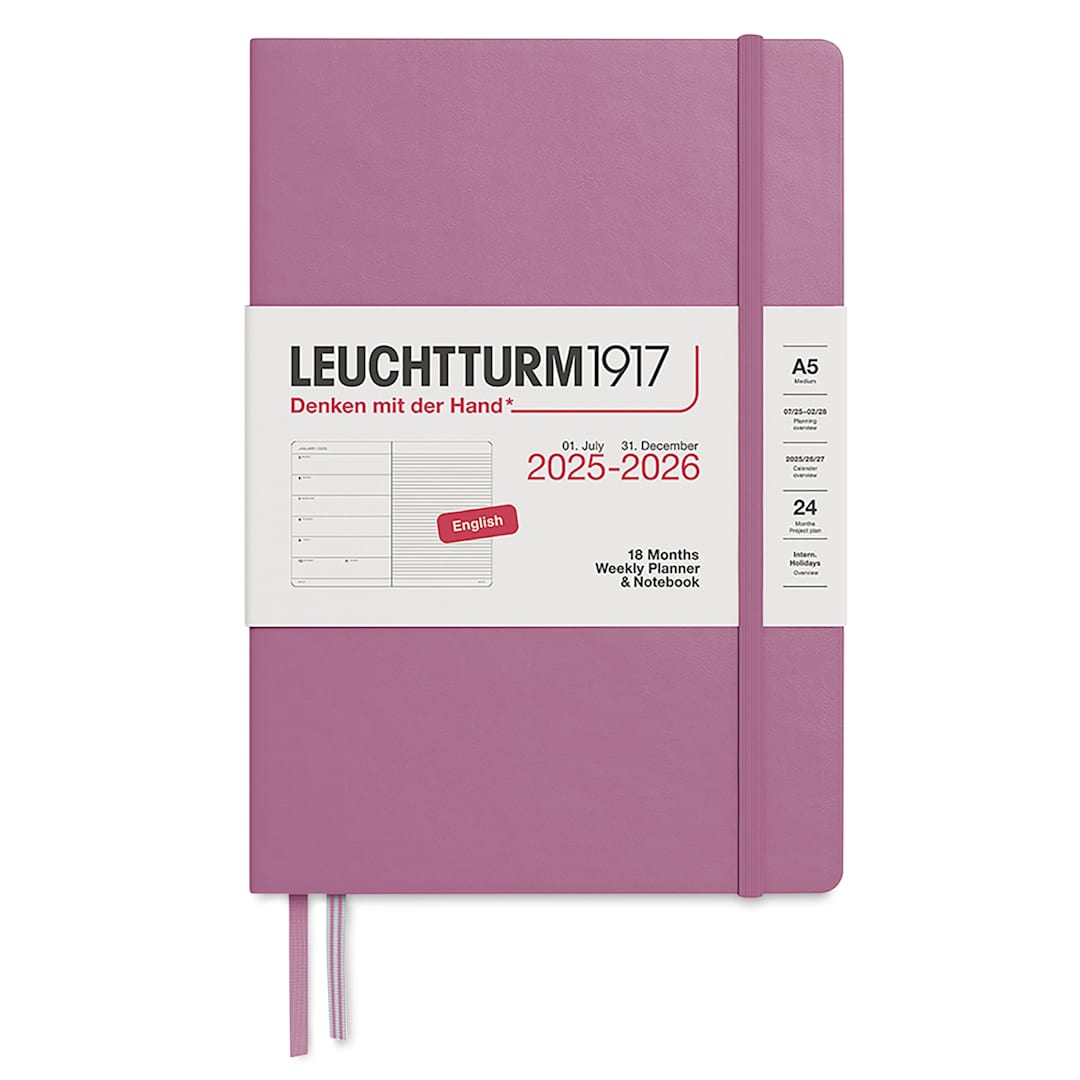 Open in modal - Leuchtturm1917 2026 18-Month Weekly Planner & Notebook - Dusty Rose, A5, front cover
