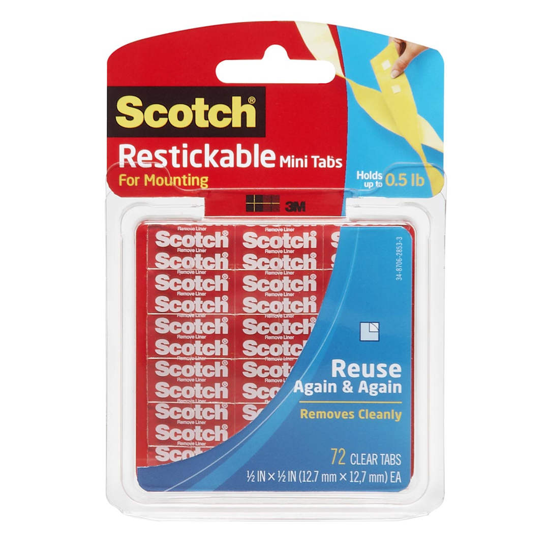 Open in modal - Scotch Reusable Mounting Sheet, Strips & Tabs .5" x .5" Tabs, 72/Pkg. - Peggable