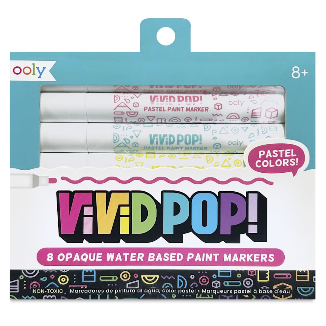 Open in modal - Ooly Vivid Pop! Water-Based Paint Marker Set - Pastel, Set of 8, front of package