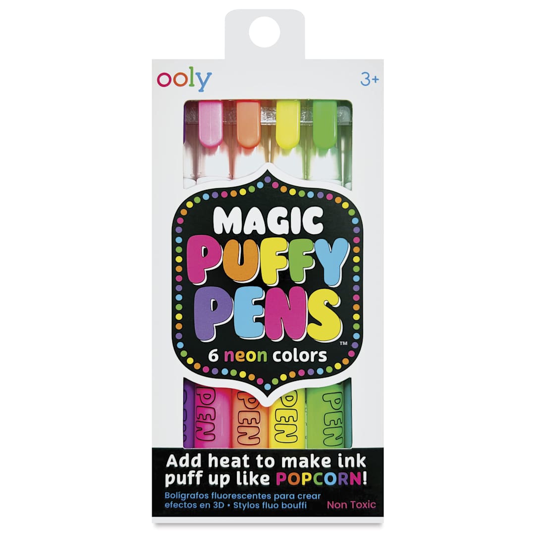 Open in modal - Ooly Magic Puffy Pen Set - Set of 6, Assorted, front of package