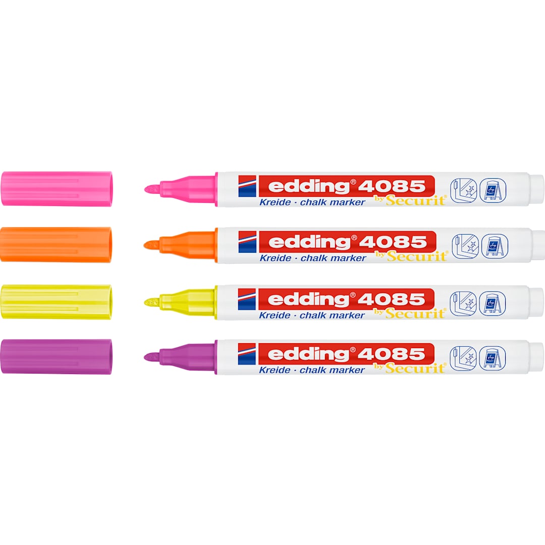 Open in modal - edding Chalk Marker Set 4-Marker Neon Colors Set