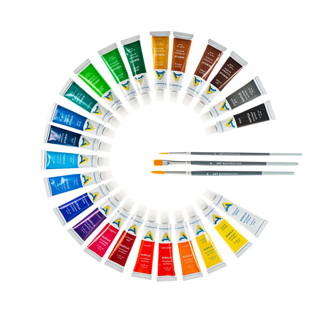 Open in modal - Economy Acrylic Paint Sets 24-Color Set - 12ml Tubes