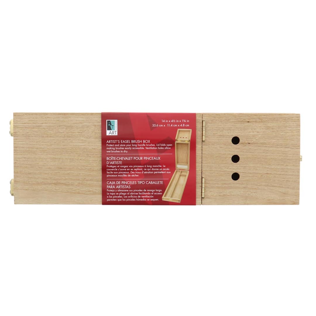 Open in modal - Artist's Easel Brush Boxes Long - 14" x 4.5" x 1-7/8" - Natural Hardwood