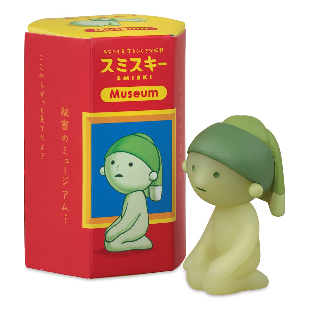 Open in modal - Smiski Museum Series Blind Box, front of packaging with figure