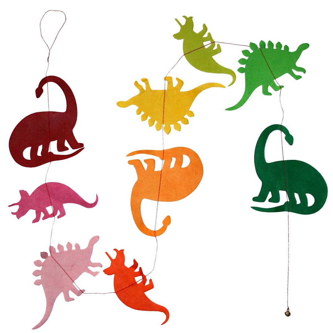 Open in modal - Handmade Garlands Dinosaurs Pink/Green - 4.9 ft.