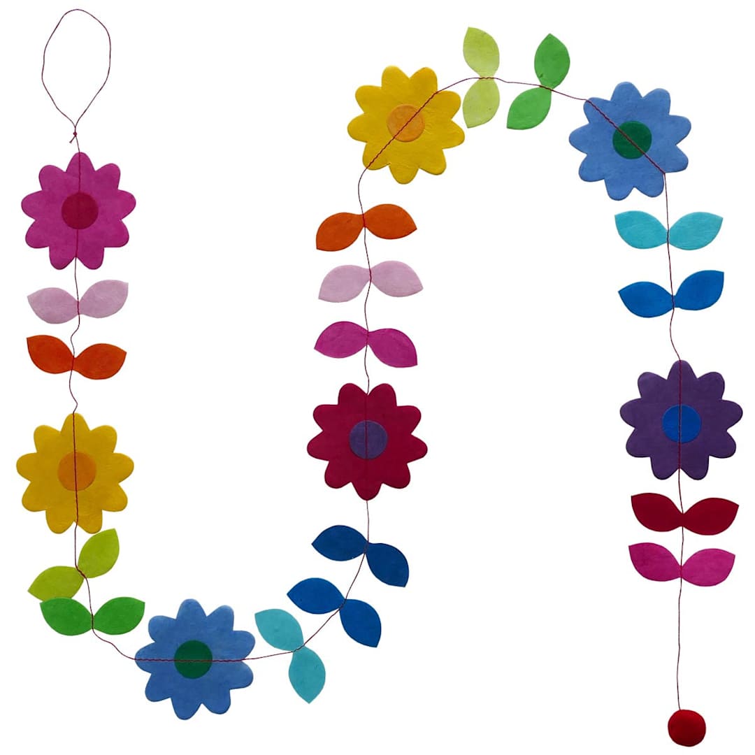 Open in modal - Handmade Garlands Rainbow Flowers - 4.9 ft.