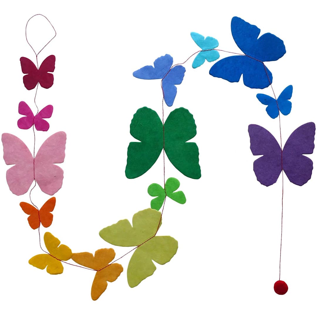 Open in modal - Handmade Garlands Rainbow Butterflies - 4.9 ft.