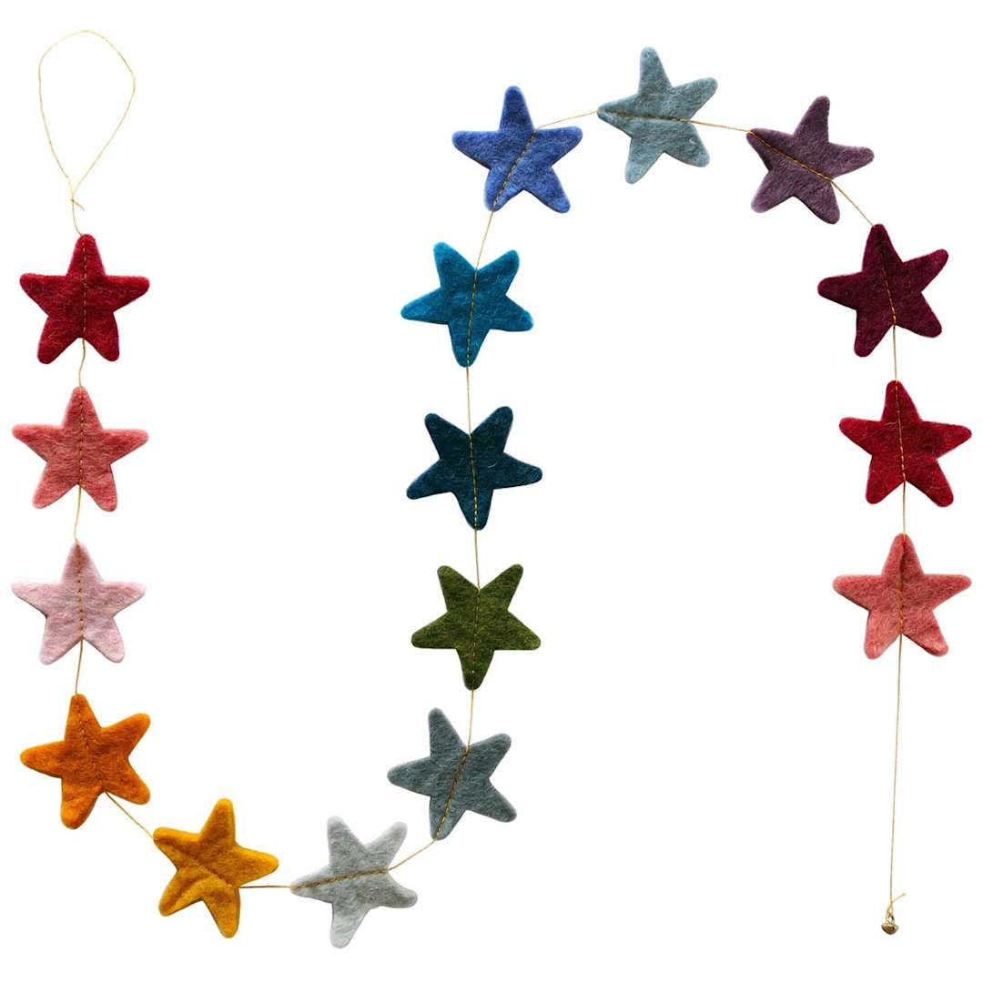 Open in modal - Handmade Garlands Felt Stars - 4.9 ft.