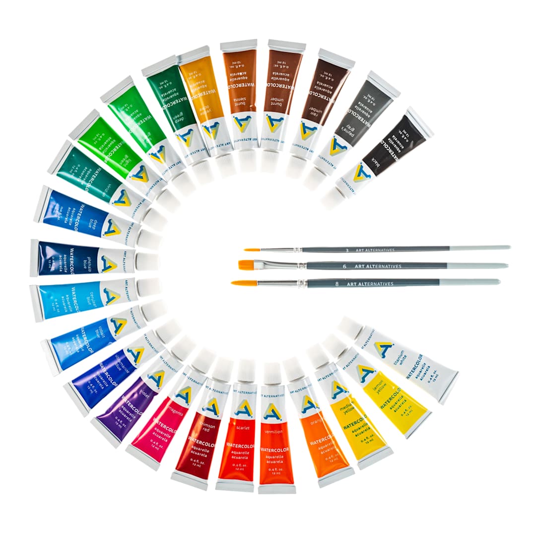 Open in modal - Art Alternatives Economy Watercolor Paint Set, 12ml Tubes, 24-Color Set