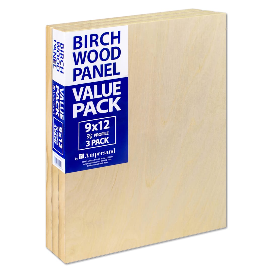 Open in modal - Ampersand Birch Wood Panels, 9 in x 12 in, 3/Pkg.