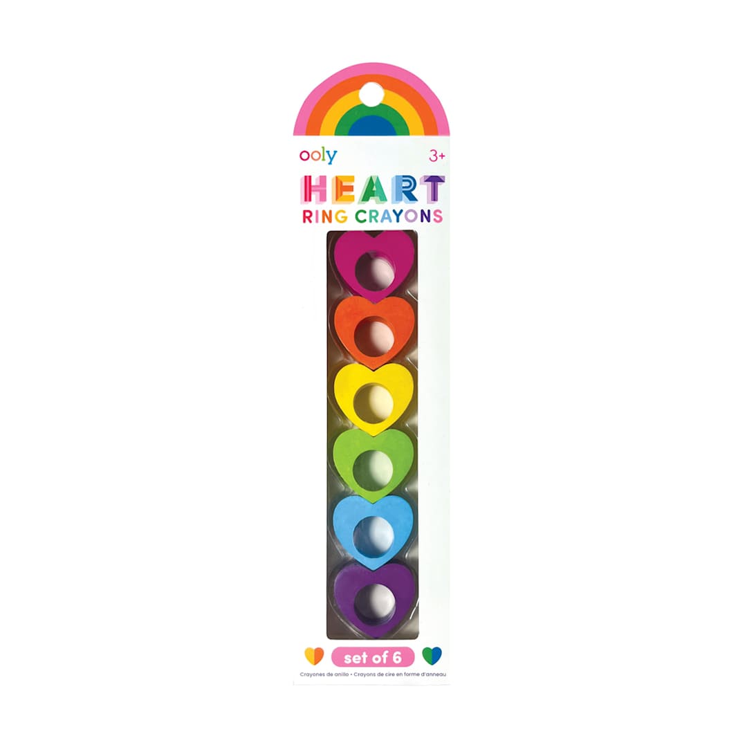 Open in modal - Ooly Heart Ring Crayon Set of 6