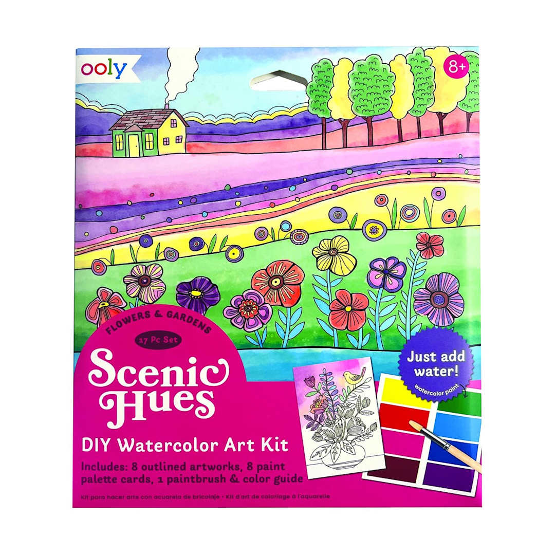 Open in modal - Scenic Hues DIY Watercolor Art Kits Flowers & Gardens
