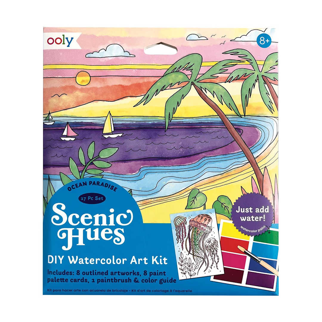 Open in modal - Scenic Hues DIY Watercolor Art Kits Ocean Paradise