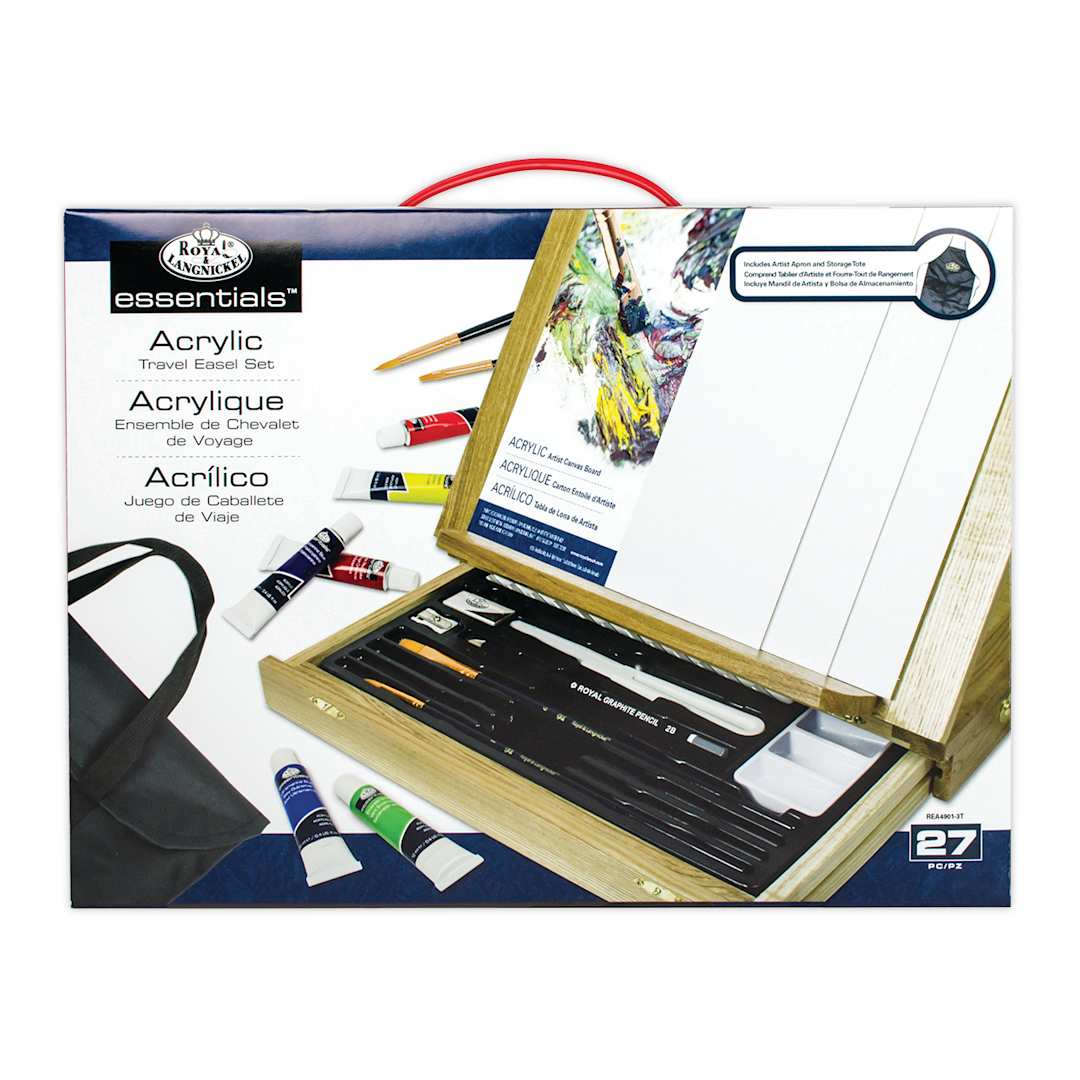 Open in modal - Artist Acrylic Color 27 Pieces, Wood Desktop Easel Storage Box