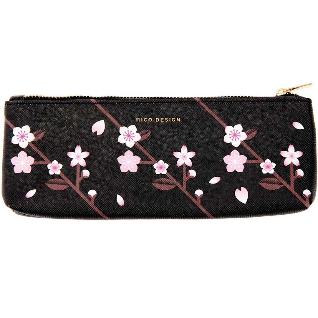 Open in modal - Pencil Cases Sakura Flowers - Black