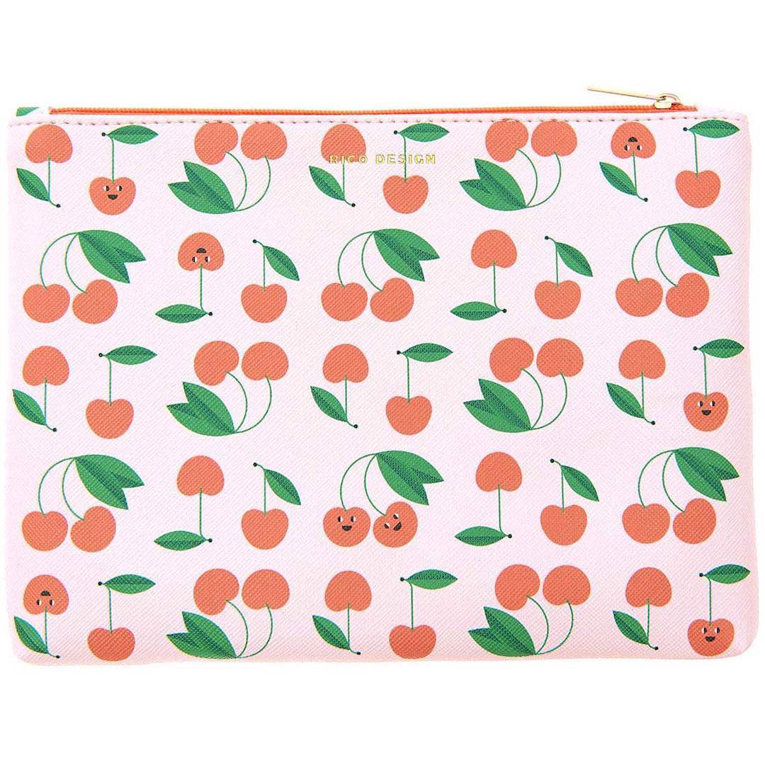 Open in modal - Zipper Pouches Large - Cherries, Pink