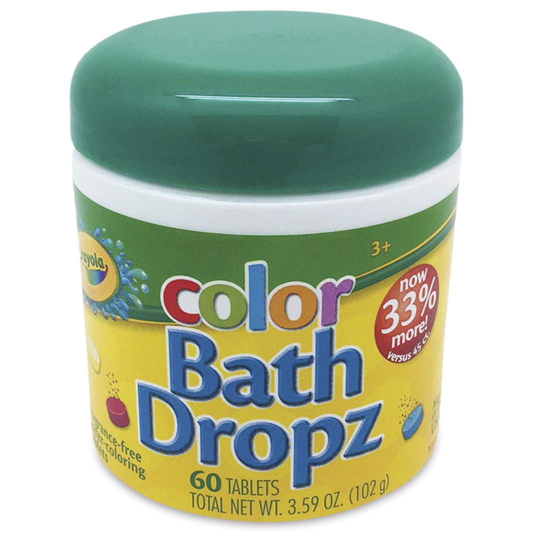 Open in modal - Crayola Bath Dropz - Front of Tub of assorted color Bath Dropz
