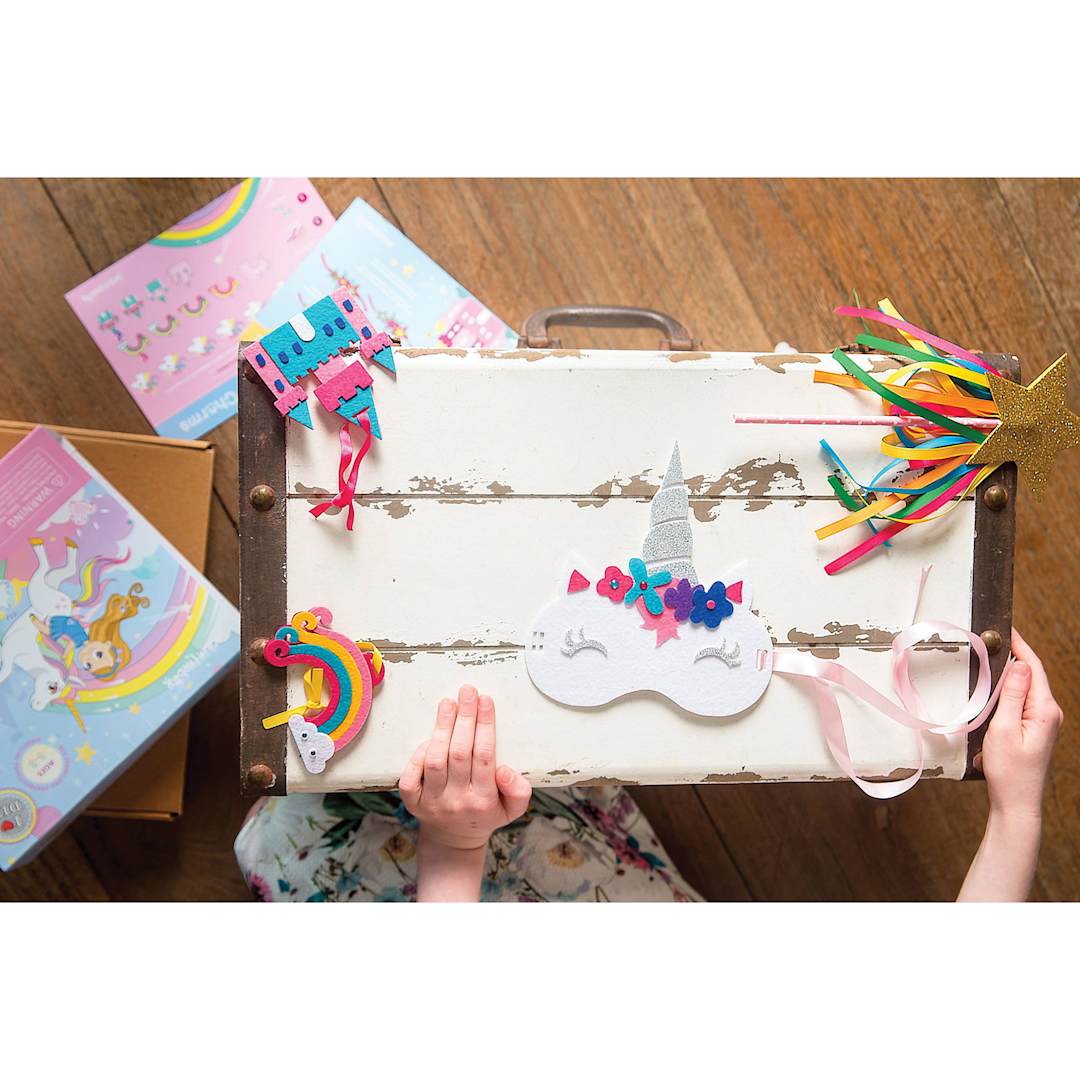 Open in modal - JackInTheBox 6-in-1 Activity Box Kit - All Things Magical (child setting out the finished crafts)