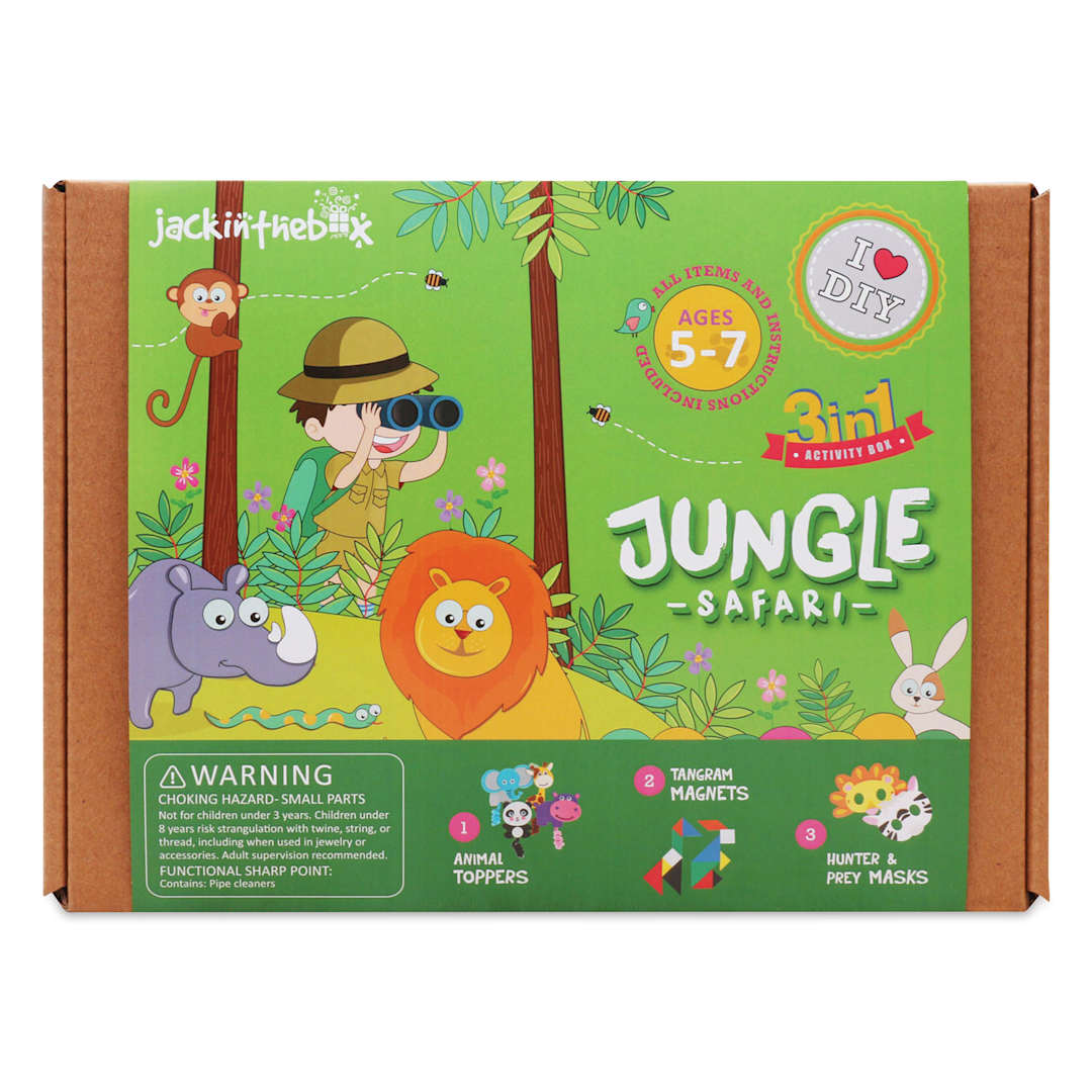 Open in modal - JackInTheBox 3-in-1 Activity Box Kit - Jungle Safari (front of box)