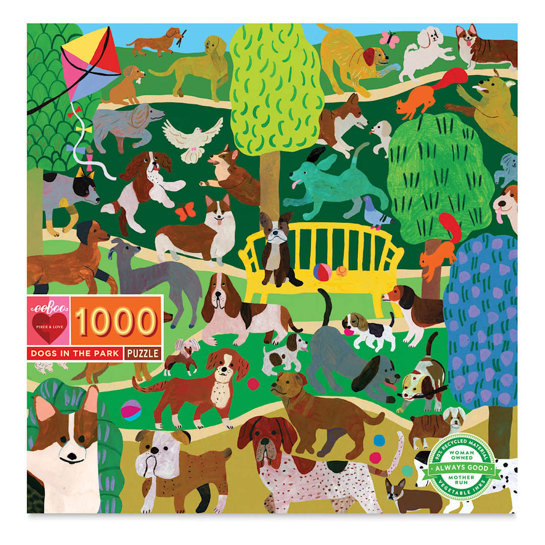 Open in modal - Eeboo Dogs in the Park 1,000 Piece Puzzle Box