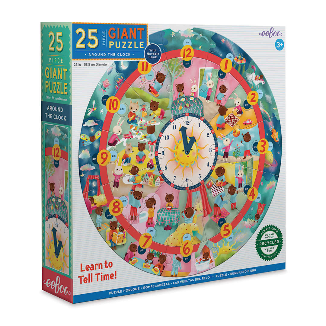 Open in modal - Eeboo Around the Clock 25 Piece Puzzle, front packaging