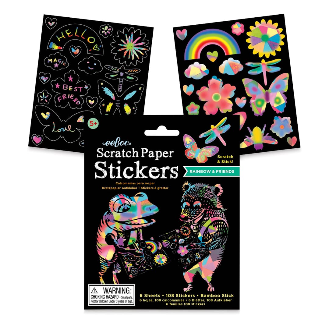 Open in modal - Eeboo Rainbow and Friends Scratch Paper Stickers