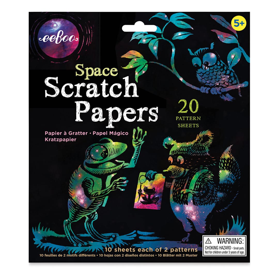 Open in modal - Eeboo Scratch Paper - Space (Front of packaging)